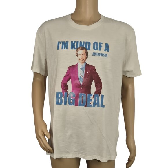 Lucky Brand Men's Size XL T-Shirt Short Sleeve Graphic Print Anchorman Beige () - Picture 1 of 11